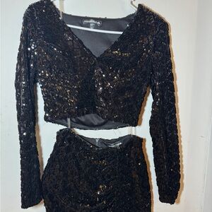 Black Sequin Two-Piece Set